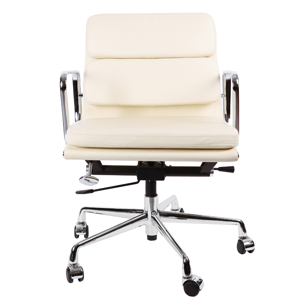 Эргономичное кресло Eames Soft Pad Office Chair EA 217, кремовая кожа