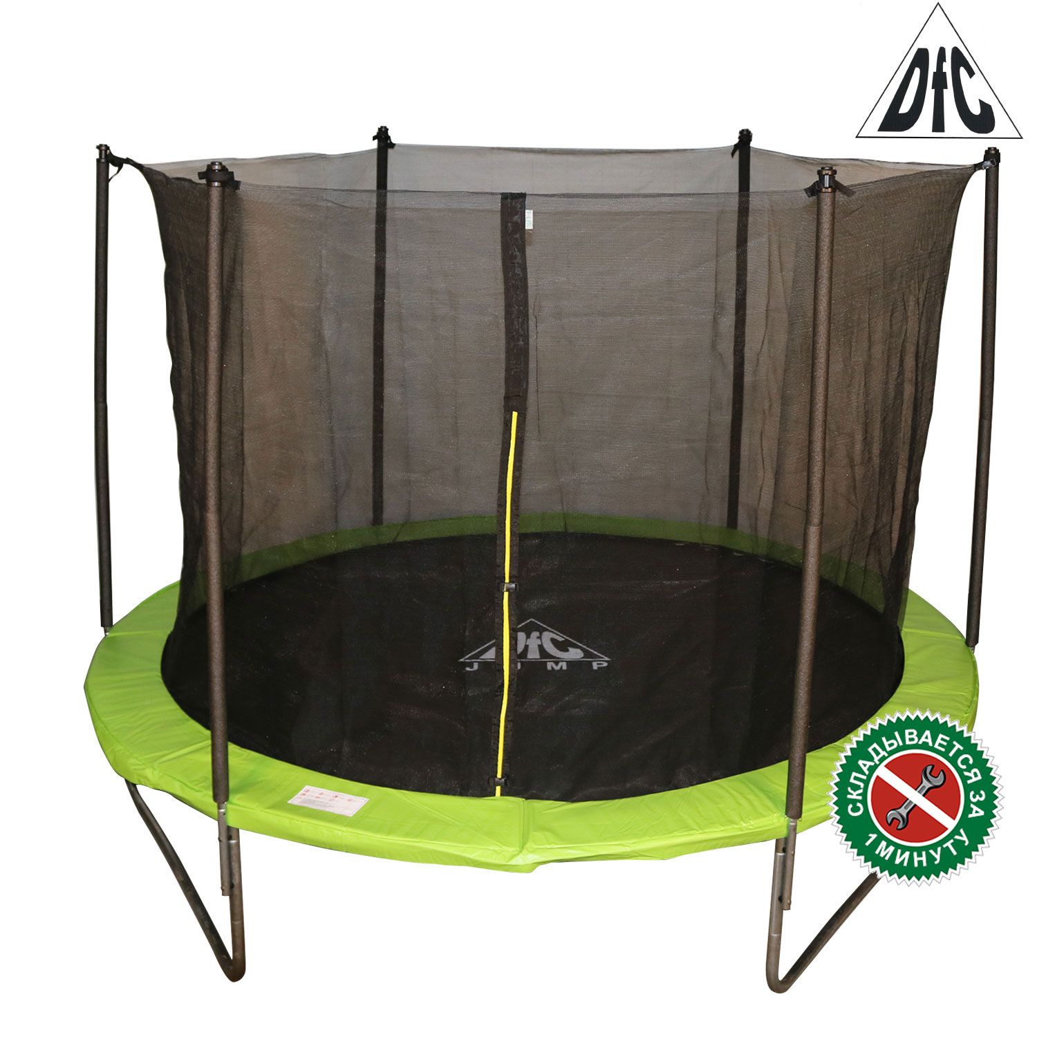 Батут DFC JUMP 14 ft складной, сетка, чехол, apple green, 427 см