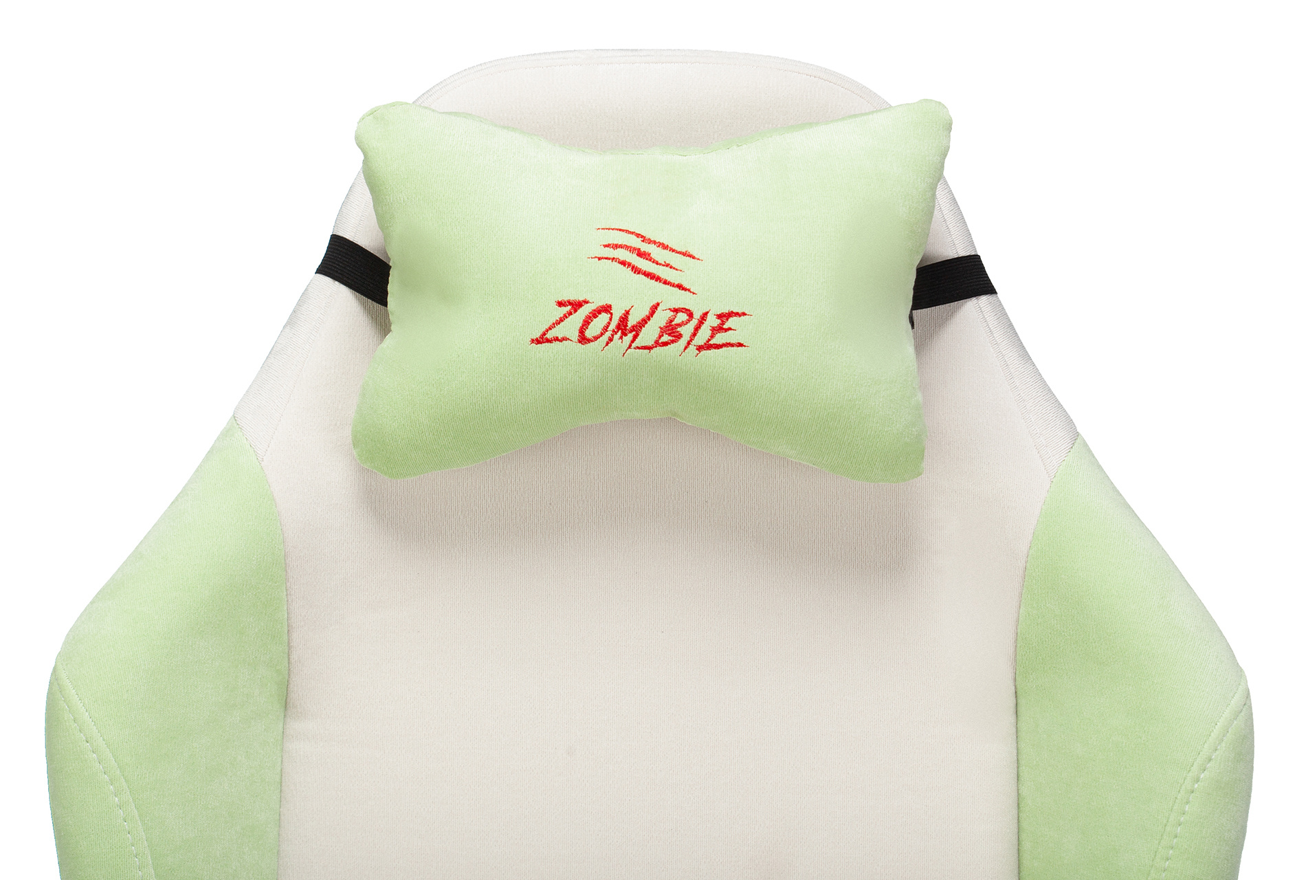 Геймерское кресло Zombie Fabric белый/зеленый с подголов., крестовина пластик (белый)