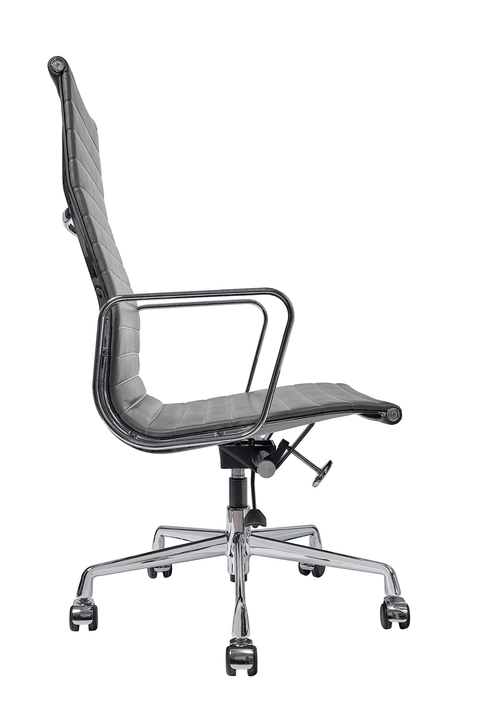 Эргономичное кресло Eames HB Ribbed Office Chair EA 119, кожа графит