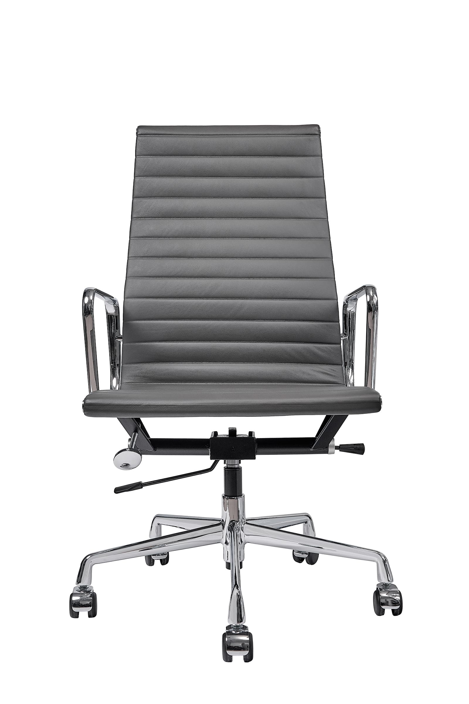 Эргономичное кресло Eames HB Ribbed Office Chair EA 119, кожа графит