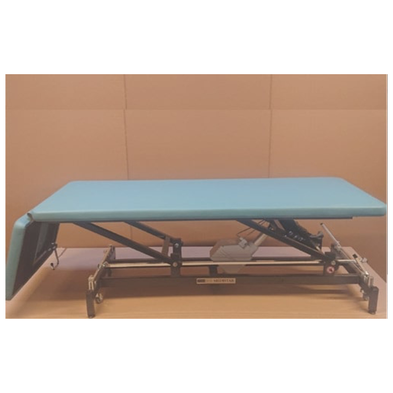Стационарный массажный стол Fysiotech Medistar H-1 63 см, зелёный/рама серая, отверстие/заглушка, ножной привод