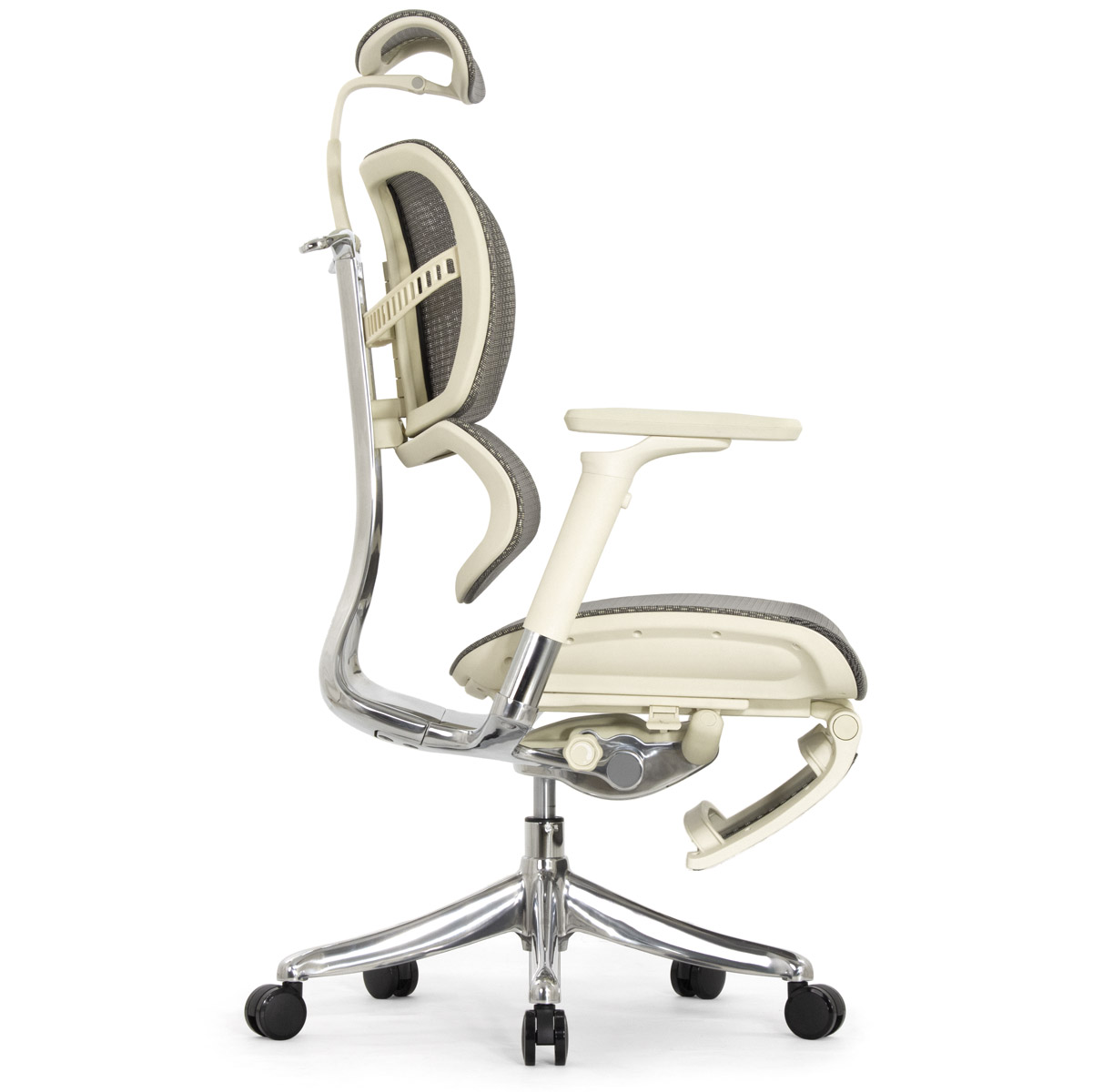 Анатомическое кресло Falto Fly 2 с подножкой (динамичный подголовник, подлокотники 6D (360), сетка, светлый)