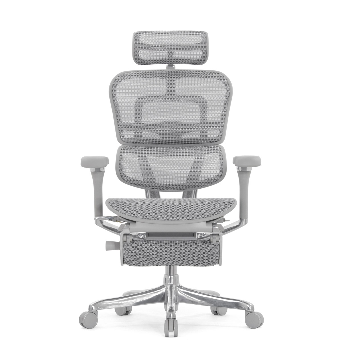 Эргономичное кресло Falto Ergohuman 2 Luxury с подножкой (SmartWork, алюминий, наклон вперёд, сетка, серый)