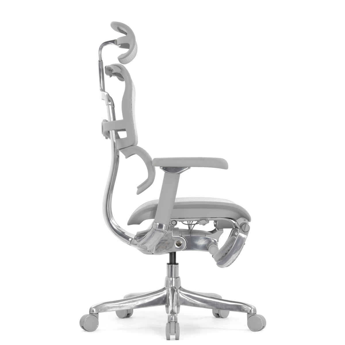 Эргономичное кресло Falto Ergohuman 2 Luxury с подножкой (SmartWork, алюминий, наклон вперёд, сетка, серый)