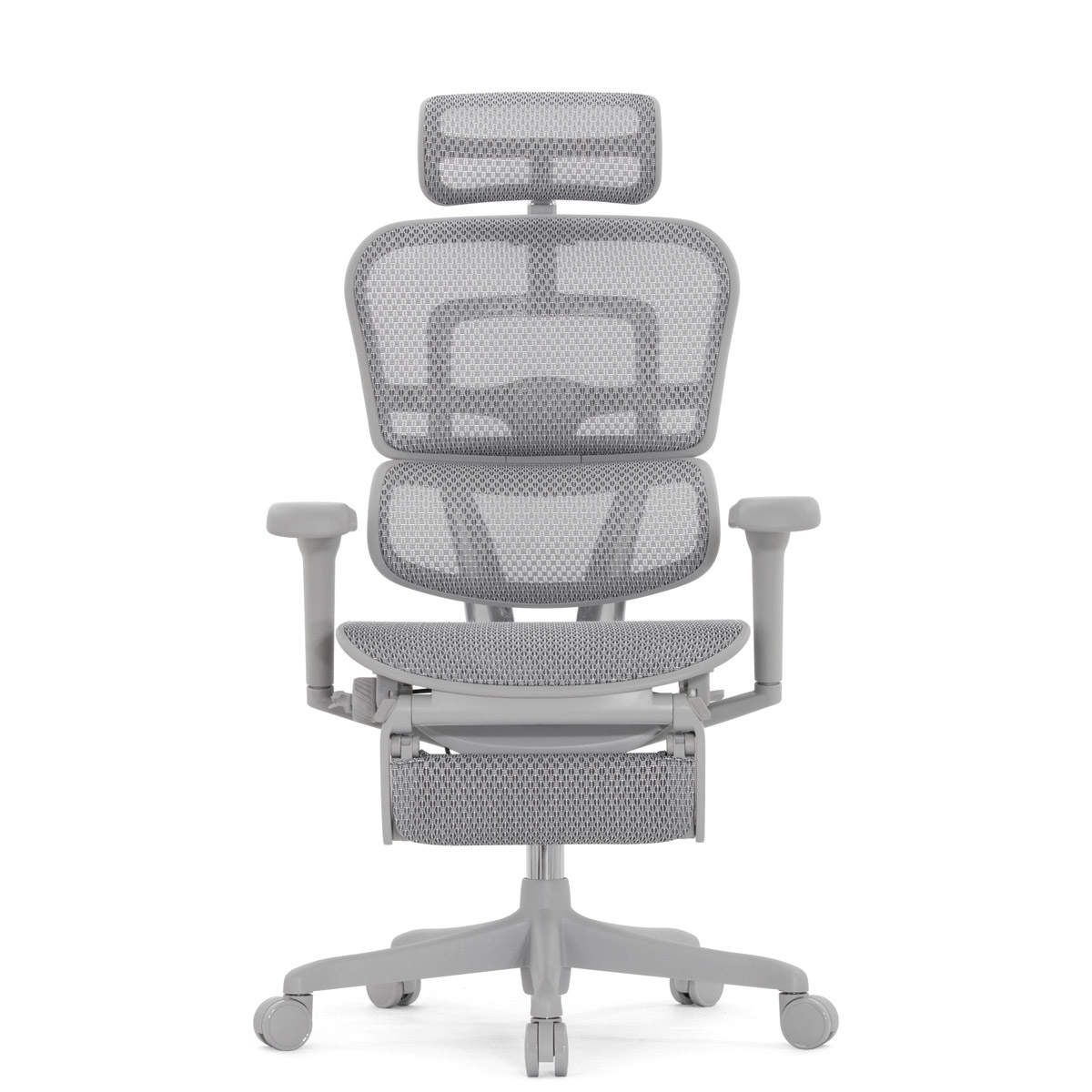 Эргономичное кресло Falto Ergohuman 2 Ultra с подножкой (наклон вперёд, сетка, серый)