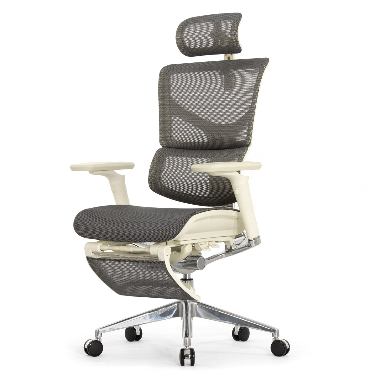 Эргономичное кресло Falto Sail 2 с подножкой (динамичный поясничный упор, подлокотники 6D (360), сетка, светлый)