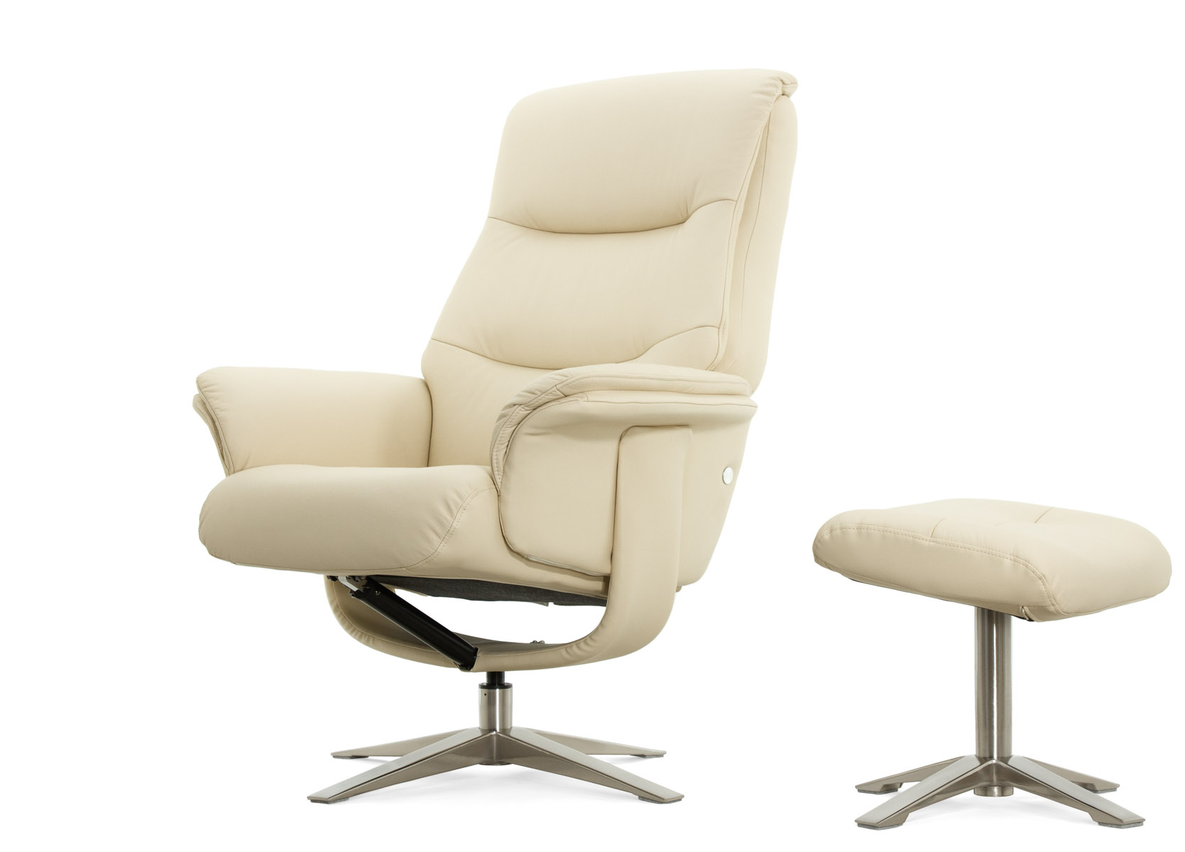 Кресло-реклайнер Falto Boss (оттоманка, натуральная кожа, бежевый)