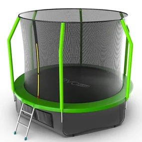 Батут Evo Jump Cosmo 10 ft, с внутренней сеткой и лестницей (зелёный) + нижняя сеть