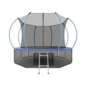 Батут Evo Jump 12 ft, с внутренней сеткой и лестницей (синий) + нижняя сеть