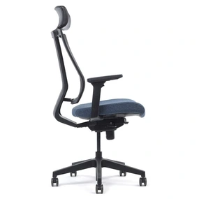 Эргономичное кресло Falto G1 (3 уровня поясницы, сетка, ткань, каркас чёрный, спинка чёрная, сидение тёмно-синие)