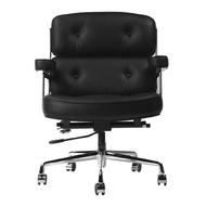 Эргономичное кресло Eames Lobby Chair ES104, черная кожа