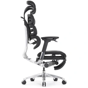 Эргономичное кресло Falto Evolution с подножкой (тихие вставки, управление на подлокотниках, сетка, чёрный)