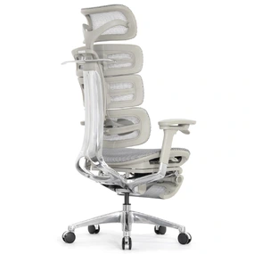 Эргономичное кресло Falto Evolution с подножкой (тихие вставки, управление на подлокотниках, сетка, серый)