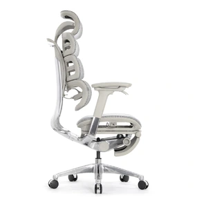 Эргономичное кресло Falto Evolution с подножкой (тихие вставки, управление на подлокотниках, сетка, серый)