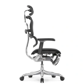 Эргономичное кресло Falto Ergohuman 2 Luxury с подножкой (SmartWork, алюминий, наклон вперёд, сетка, чёрный)