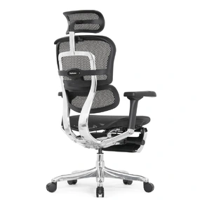 Эргономичное кресло Falto Ergohuman 2 Elite с подножкой (алюминий, наклон вперёд, сетка, чёрный)