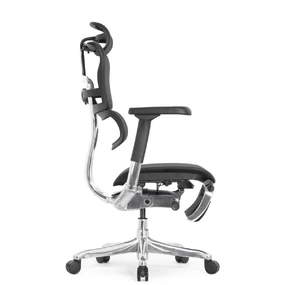 Эргономичное кресло Falto Ergohuman 2 Elite с подножкой (алюминий, наклон вперёд, сетка, чёрный)