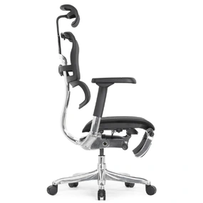 Эргономичное кресло Falto Ergohuman 2 Elite с подножкой (алюминий, наклон вперёд, сетка, чёрный)
