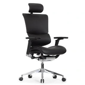 Эргономичное кресло Falto Leater Premium SL (динамичный поясничный упор, натуральная кожа, чёрный)