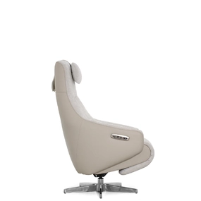 Кресло-реклайнер Falto Live (3 мотора, поясничный упор, шенилл, натуральная кожа, светлый)